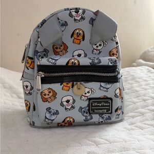 Loungefly Gray Disney Dogs Puppy Pattern Mini Backpack